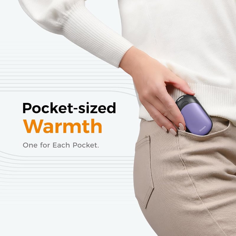 OCOOPA Tölthető Kézmelegítő Szett, 2db Mágneses Hordozható Fűtőtest, 5000mAh, Zsebméretű, 3 Fokozatú Fűtés 53°C-ig, Téli Túrázáshoz, Síelésh
