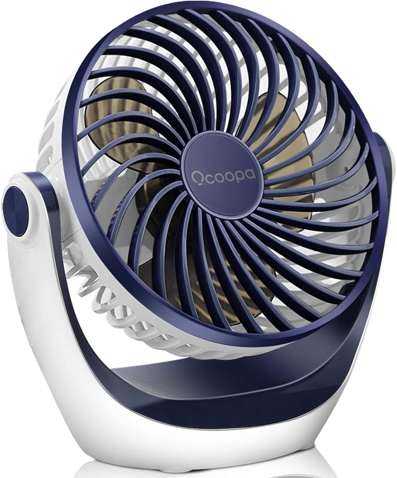 Ocoopa USB Asztali Ventilátor, Erős Légárammal, 3 Sebességfokozattal, 360° Forgatható Fejjel, Hordozható, Csendes Működésű Irodai és Otthoni