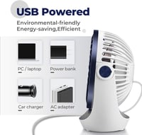 Ocoopa USB Asztali Ventilátor, Erős Légárammal, 3 Sebességfokozattal, 360° Forgatható Fejjel, Hordozható, Csendes Működésű Irodai és Otthoni 5