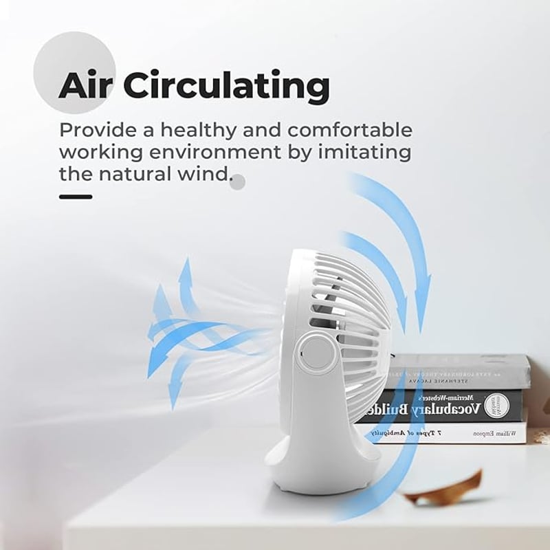 OCOOPA USB Asztali Ventilátor, Halk Asztali Ventilátor 3 Fokozat, 360° Forgatható Asztali Ventilátor