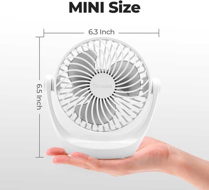 OCOOPA USB Asztali Ventilátor, Halk Asztali Ventilátor 3 Fokozat, 360° Forgatható Asztali Ventilátor