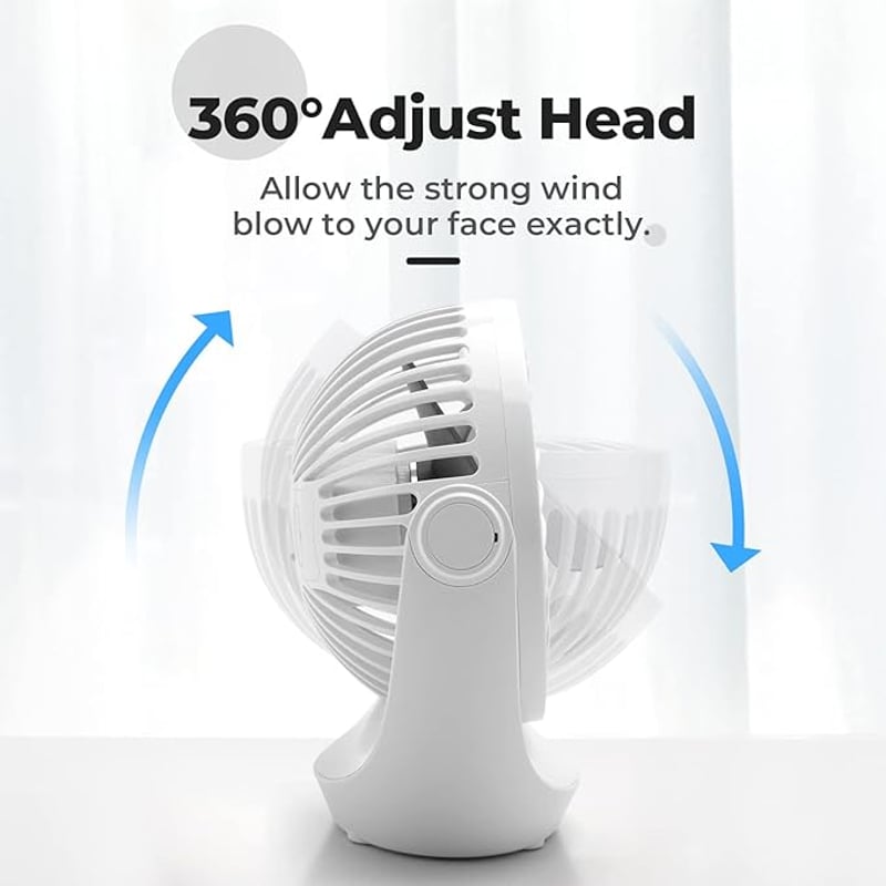 OCOOPA USB Asztali Ventilátor, Halk Asztali Ventilátor 3 Fokozat, 360° Forgatható Asztali Ventilátor