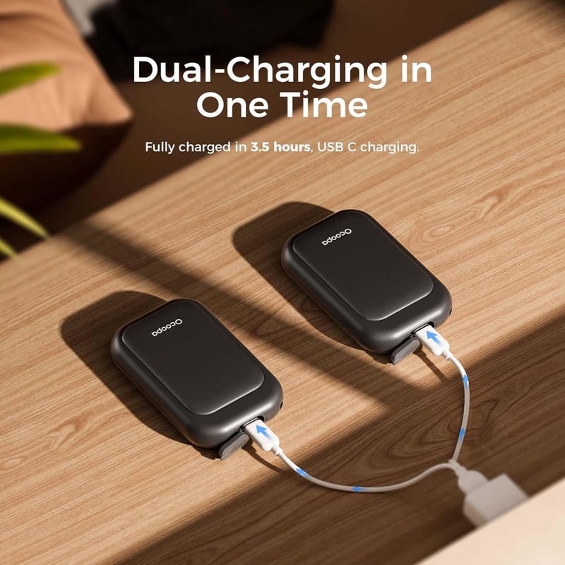 OCOOPA UT4 Young Mágneses Kézmelegítő Szett, 5000 mAh, Ultrakompakt, Vízálló, Gyors Felfűtésű, USB-s Tölthető Kézfűtő Téli Túrázáshoz, 2 db
