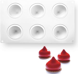 OCPO KITCHEN Silikonski kalupi za pečenje mousse kolača, kalupi za francuske deserte, slastice, čokolade, muffine, sladoled, kalup za ukrašavanje kolača, 3D oblik kapljice vode (6 utora)