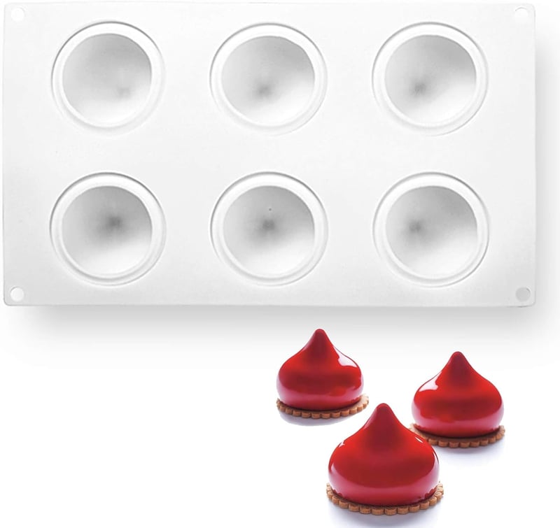 OCPO KITCHEN Silicone Molds for Baking Mousse Cake, French Dessert Mold for Pastry Chocolate, Cupcake, Ice Cream Mould, Cake Decoration Mold, 3D Water Drop Shape (6-Cavity)