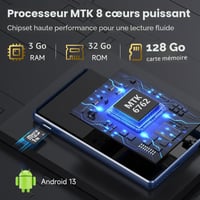 MP3 prehrávač ODEJOI 163 GB s WiFi a Bluetooth, 4,5-palcový dotykový displej, Android 13, Spotify, Amazon Music, Deezer, FM rádio, Obchod Play 3