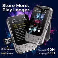 MP3 prehrávač ODEJOI 64 GB s Bluetooth 5.3, klipom, dotykovou obrazovkou, tlačidlami a vstavaným reproduktorom 4