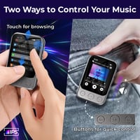 MP3 prehrávač ODEJOI 64 GB s Bluetooth 5.3, klipom, dotykovou obrazovkou, tlačidlami a vstavaným reproduktorom 3