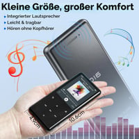 MP3 prehrávač ODEJOI, Bluetooth 5.3, 64 GB, 2,4-palcový displej, dotykové tlačidlá, reproduktor, kovové telo, HiFi zvuk, FM rádio, čítačka e-kníh, podpora kariet do 128 GB 7