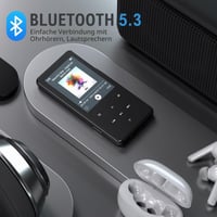MP3 prehrávač ODEJOI, Bluetooth 5.3, 64 GB, 2,4-palcový displej, dotykové tlačidlá, reproduktor, kovové telo, HiFi zvuk, FM rádio, čítačka e-kníh, podpora kariet do 128 GB 3
