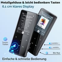 MP3 prehrávač ODEJOI, Bluetooth 5.3, 64 GB, 2,4-palcový displej, dotykové tlačidlá, reproduktor, kovové telo, HiFi zvuk, FM rádio, čítačka e-kníh, podpora kariet do 128 GB 2
