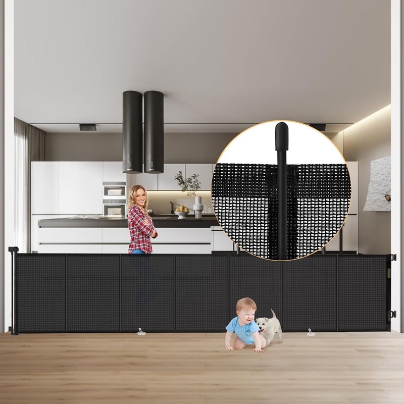Odies Biztonsági Ajtórács 300 cm-ig Bővíthető, 89 cm Magas Lépcsőrács Babáknak és Kisállatoknak, Megerősített Zárható Korlát

AI: I've creat