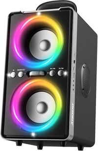 ODIOMX 200W Bluetooth hangfal LED fényjátékkal, 105dB sztereó basszus, TWS párosítás, gyorstöltés 1