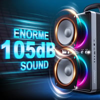 ODIOMX 200W Bluetooth hangfal LED fényjátékkal, 105dB sztereó basszus, TWS párosítás, gyorstöltés 3