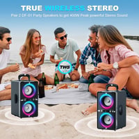 ODIOMX 200W Bluetooth hangfal LED fényjátékkal, 105dB sztereó basszus, TWS párosítás, gyorstöltés 4