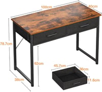 ODK Fehér kis íróasztal 2 fiókkal fejhallgatótartóval 80 x 40 x 78,7 cm irodába otthonra 3