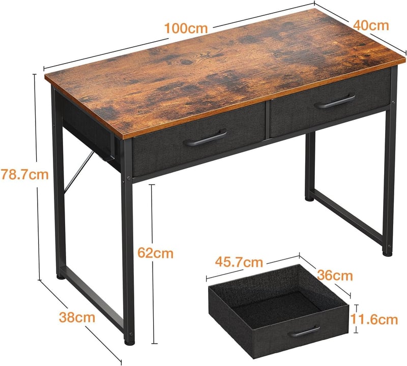 ODK Fehér kis íróasztal 2 fiókkal fejhallgatótartóval 80 x 40 x 78,7 cm irodába otthonra
