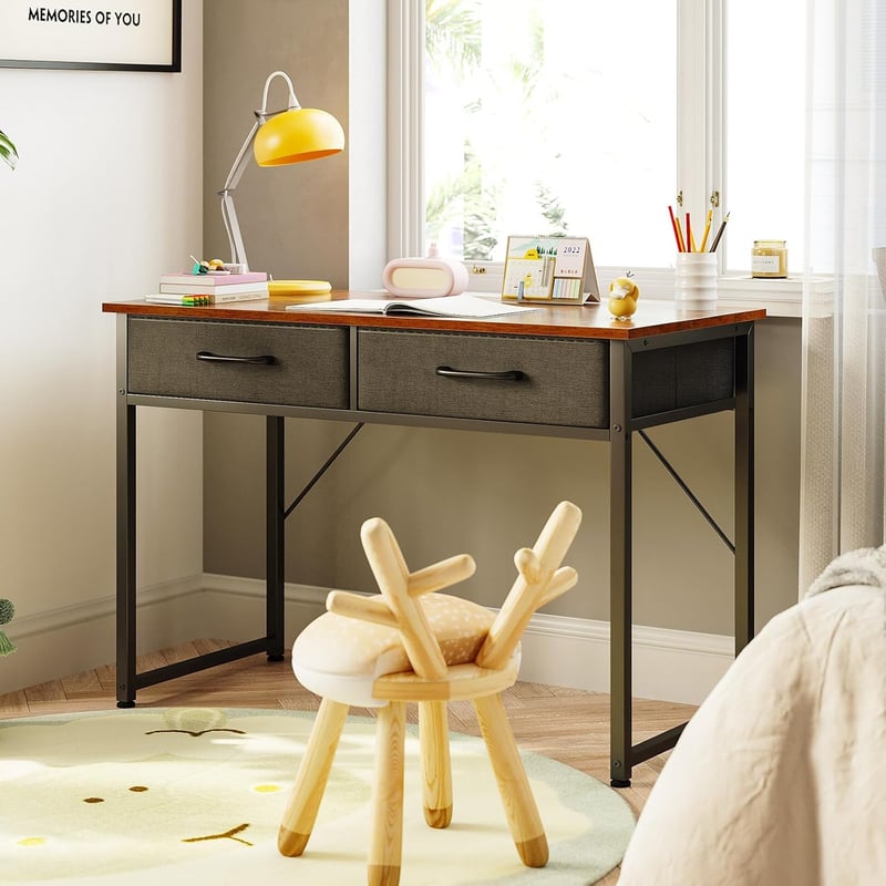 ODK Fehér kis íróasztal 2 fiókkal fejhallgatótartóval 80 x 40 x 78,7 cm irodába otthonra