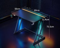 Herný stôl ODK s LED osvetlením, 80x50 cm, s dvojitým Z-rámom, držiakom na pohár a vešiakom na slúchadlá, karbónový čierny PC stôl 3