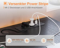 ODK L alakú sarokasztal LED világítással, USB és aljzattal, 4 fiókos irodai asztal 6