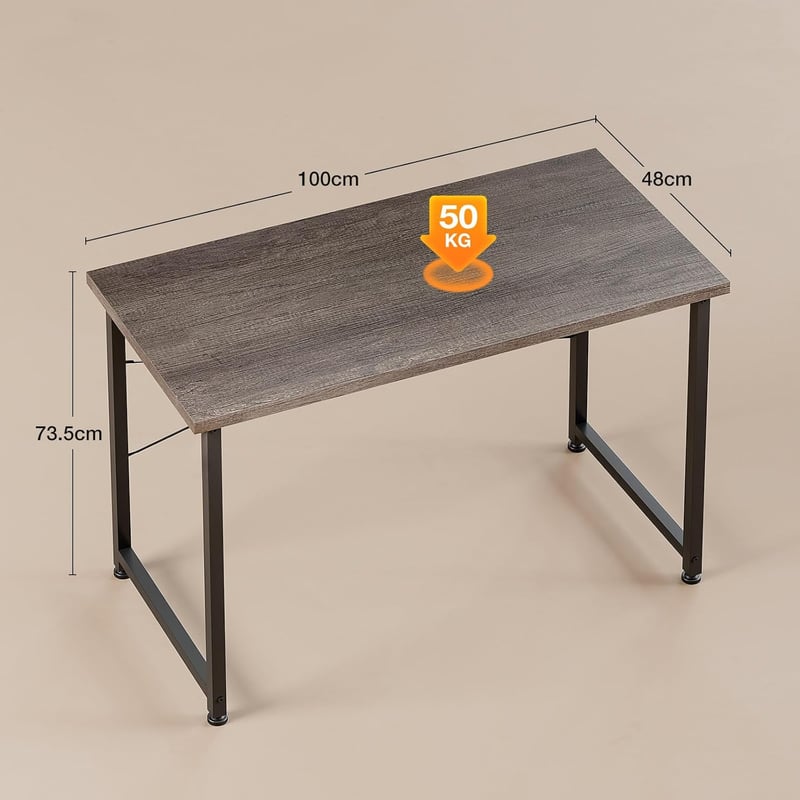 ODK Számítógépasztal 100x48 cm, szürke irodai asztal, fa PC asztal