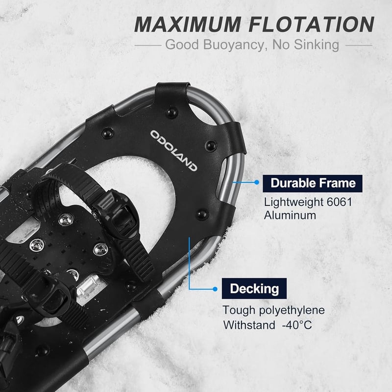Odoland 4 az 1-ben hótalpak férfiaknak és nőknek túracipővel, gaitrekkel és hordtáskával, M(63.5cm)