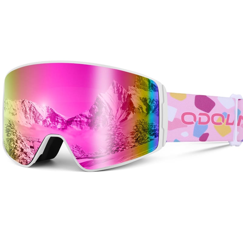 Detské lyžiarske okuliare Odoland valcové snowboardové UV ochrana široké zorné pole