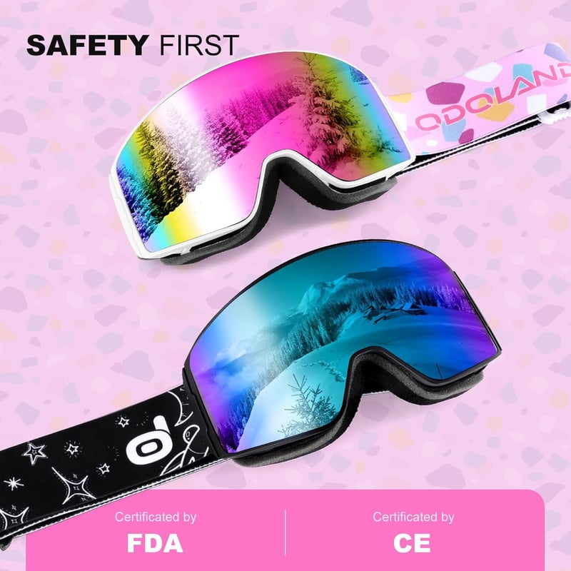 Ochelari de schi pentru copii Odoland, snowboard cilindrici, protecție UV, câmp vizual larg