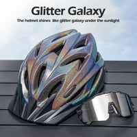 Sada cyklistickej prilby a športových okuliarov Odoland, nastaviteľná cestná cyklistická prilba, priedušná MTB prilba na horský bicykel, 54-61 cm, Glitter Laser 4