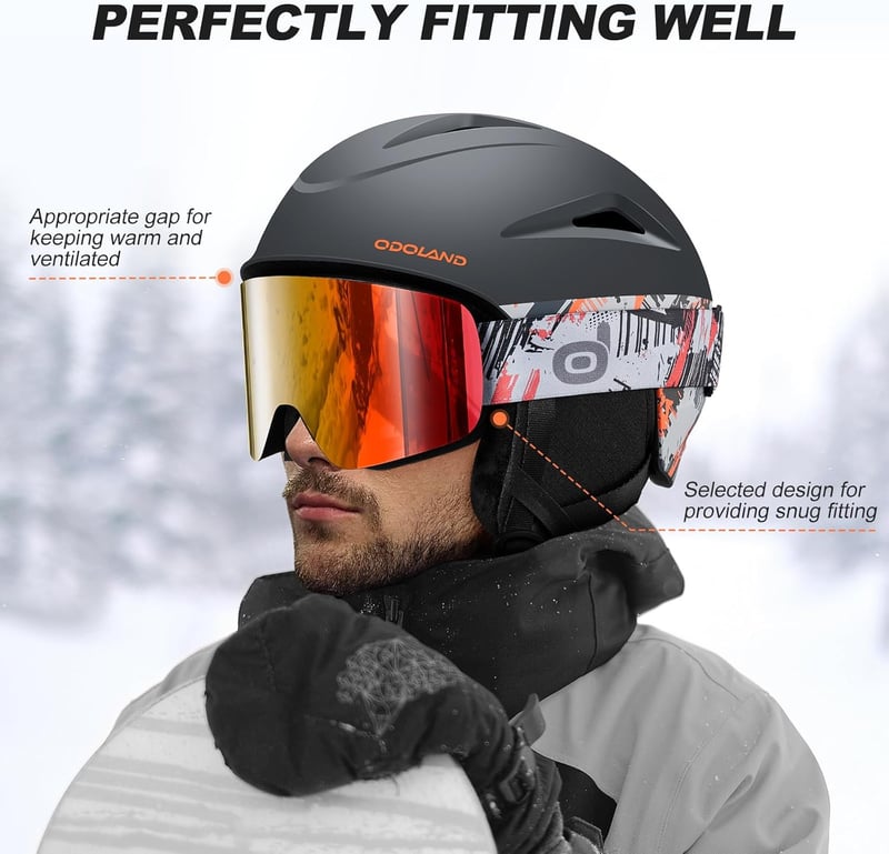 Odoland sí- és snowboard bukósisak szemüveg szett kék UV400 védőszemüveggel gyermek és felnőtt hölgy férfi számára