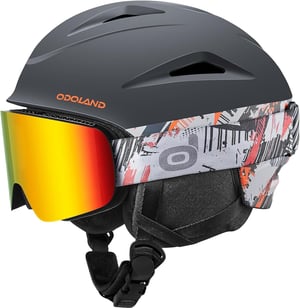 Odoland set kacige i naočala za skijanje i snowboarding - crno-narančasta - veličina M