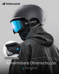 Cască de schi și snowboard unisex Odoland cu ventilație pentru adulți și tineri, protecții pentru urechi detașabile, compatibilă cu ochelarii de protecție 3