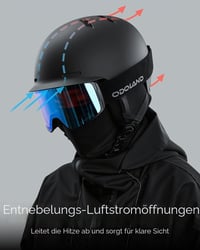 Cască de schi și snowboard unisex Odoland cu ventilație pentru adulți și tineri, protecții pentru urechi detașabile, compatibilă cu ochelarii de protecție 4