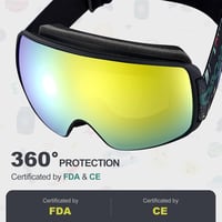 Odoland Sí és Snowboard Szemüveg Gyerekeknek - UV400 Védelem, Párásodásgátló, Szélálló OTG Lencsével, Arany 2