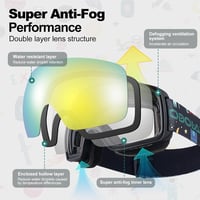 Odoland Sí és Snowboard Szemüveg Gyerekeknek - UV400 Védelem, Párásodásgátló, Szélálló OTG Lencsével, Arany 4