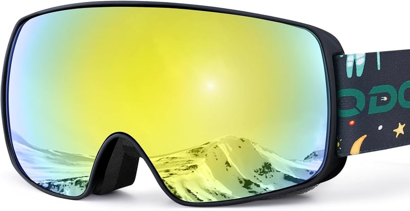 Odoland Sí és Snowboard Szemüveg Gyerekeknek - UV400 Védelem, Párásodásgátló, Szélálló OTG Lencsével, Arany