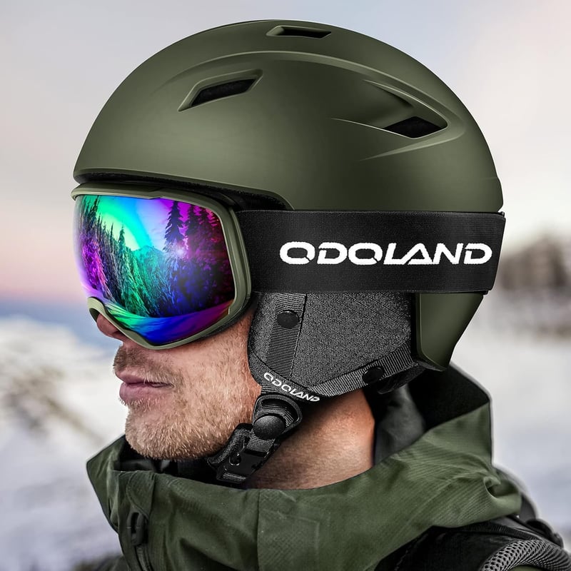Odoland Sí Sisak és Szemüveg Szett - Kék Unisex Snowboard Védőfelszerelés UV400 Védelemmel, Szélálló, Könnyű Polikarbonát, S Méret