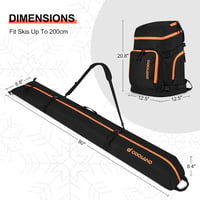 Odoland síléc és snowboard táska szett 200 cm-ig vízálló bélelt fekete narancs cipőtartóval repüléshez férfiaknak és nőknek 6