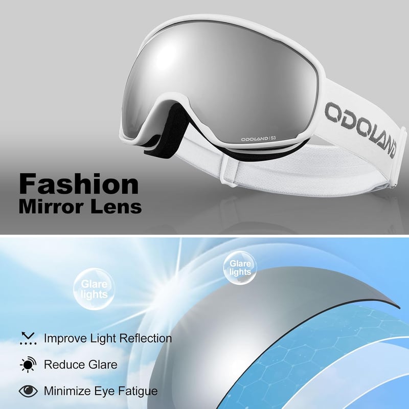 Odoland Spherical sí és snowboard szemüveg felnőtteknek UV védelem páramentes tükör lencse bukósisakkal kompatibilis