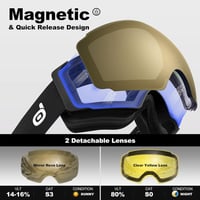 Odoland Unisex Síszemüveg Mágneses Cserélhető Lencsével, UV Védelem, Páramentesítés 2
