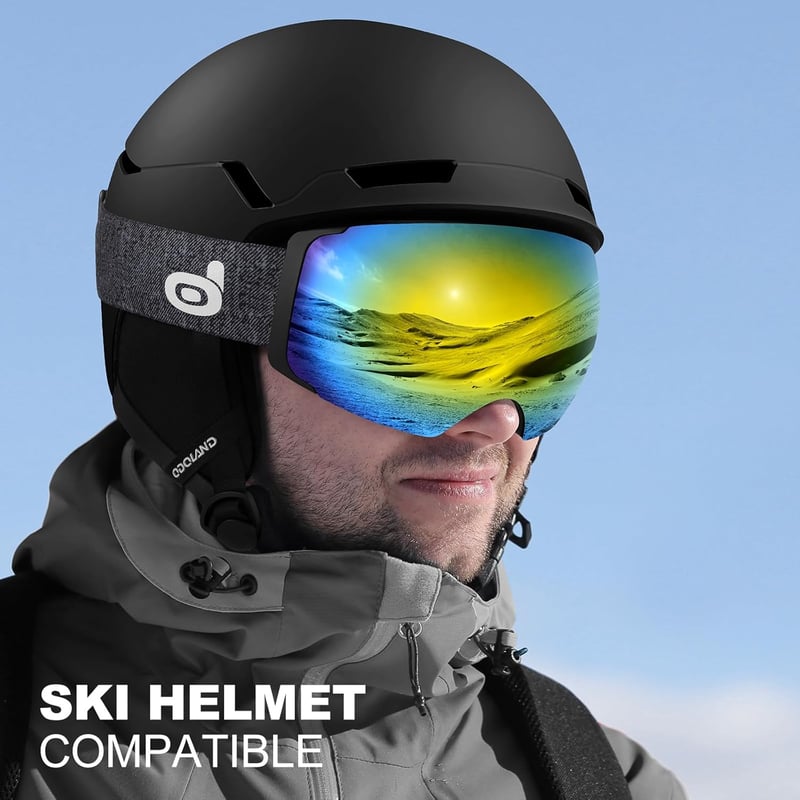 Odoland Unisex Síszemüveg Mágneses Lencsével, UV Védelem, Páramentes Snowboard Szemüveg