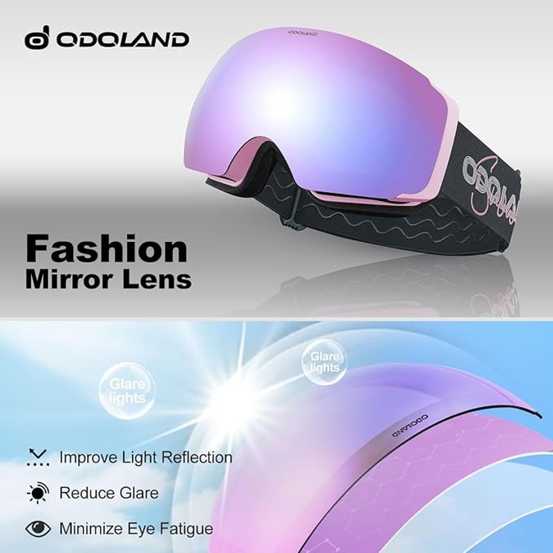 Odoland Unisex sí és snowboard szemüveg mágneses csere lencsével UV védelem páramentes bukósisak kompatibilis keret nélküli