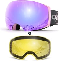 Odoland Unisex sí és snowboard szemüveg mágneses csere lencsével UV védelem páramentes bukósisak kompatibilis keret nélküli 1