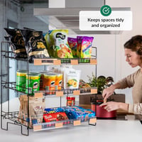 ODOXIA Fém Édességtartó Polc - Fekete Króm Snack Állvány Üzletekbe, Otthonba, Irodába - Többszintes Élelmiszer Szervező Pultokra 3