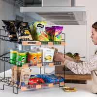 ODOXIA Fém Édességtartó Polc - Fekete Króm Snack Állvány Üzletekbe, Otthonba, Irodába - Többszintes Élelmiszer Szervező Pultokra 6