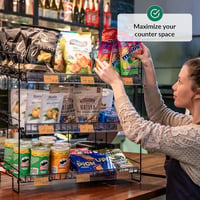 ODOXIA Fém Édességtartó Polc - Fekete Króm Snack Állvány Üzletekbe, Otthonba, Irodába - Többszintes Élelmiszer Szervező Pultokra 2