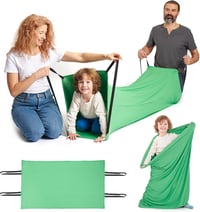 ODOXIA Szenzoros Alagút Gyerekeknek - Zöld Lycra Érzékelő Cső Autizmussal Élőknek - Fejlesztő Játék Kompressziós Terápiához 300x70 cm 1