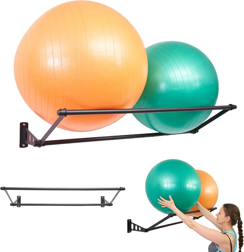 ODOXIA Tornalabda Tartó Fali Konzol - Fém Labdatartó Fitnesz Teremhez, Otthoni Edzőteremhez, Iskolai Tornateremhez, Matt Fekete