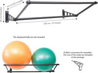 ODOXIA Tornalabda Tartó Fali Konzol - Fém Labdatartó Fitnesz Teremhez, Otthoni Edzőteremhez, Iskolai Tornateremhez, Matt Fekete 5