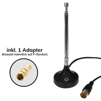 Oehlbach Radio Rod DAB+ anténa – interiérová rádiová anténa pre príjem DAB+ a FM/UKW, vysúvateľná, s magnetickou základňou, s adaptérom F-konektora, čierna 2